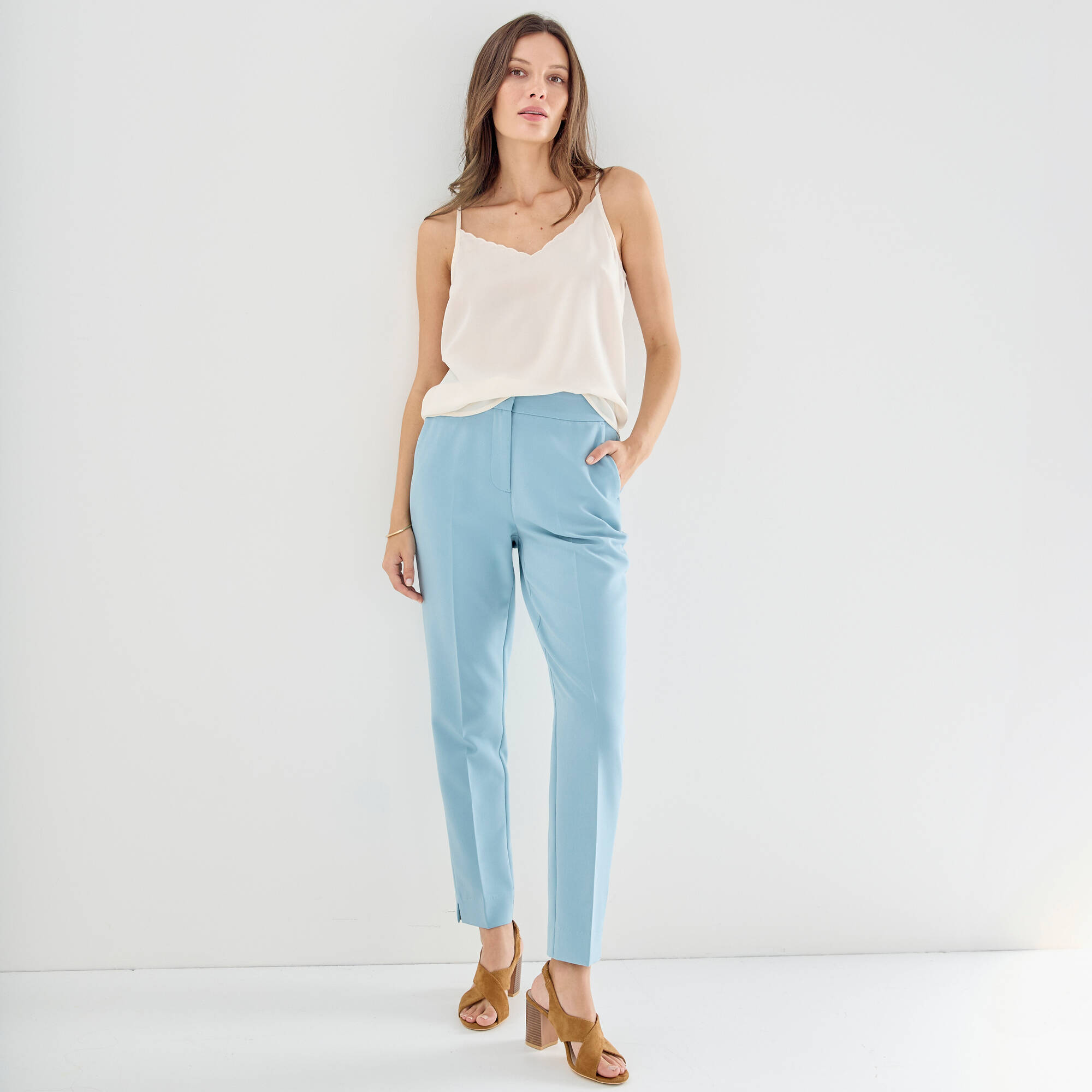 Pantalon 7/8ème coupe cigarette, uni