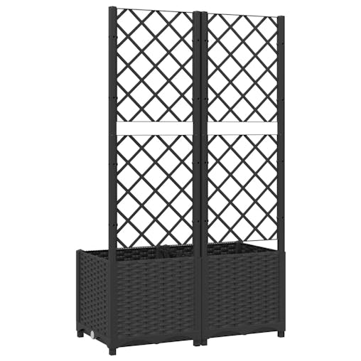 NNEVL Garden Planter with Trellis Black 80x40x136 cm PP