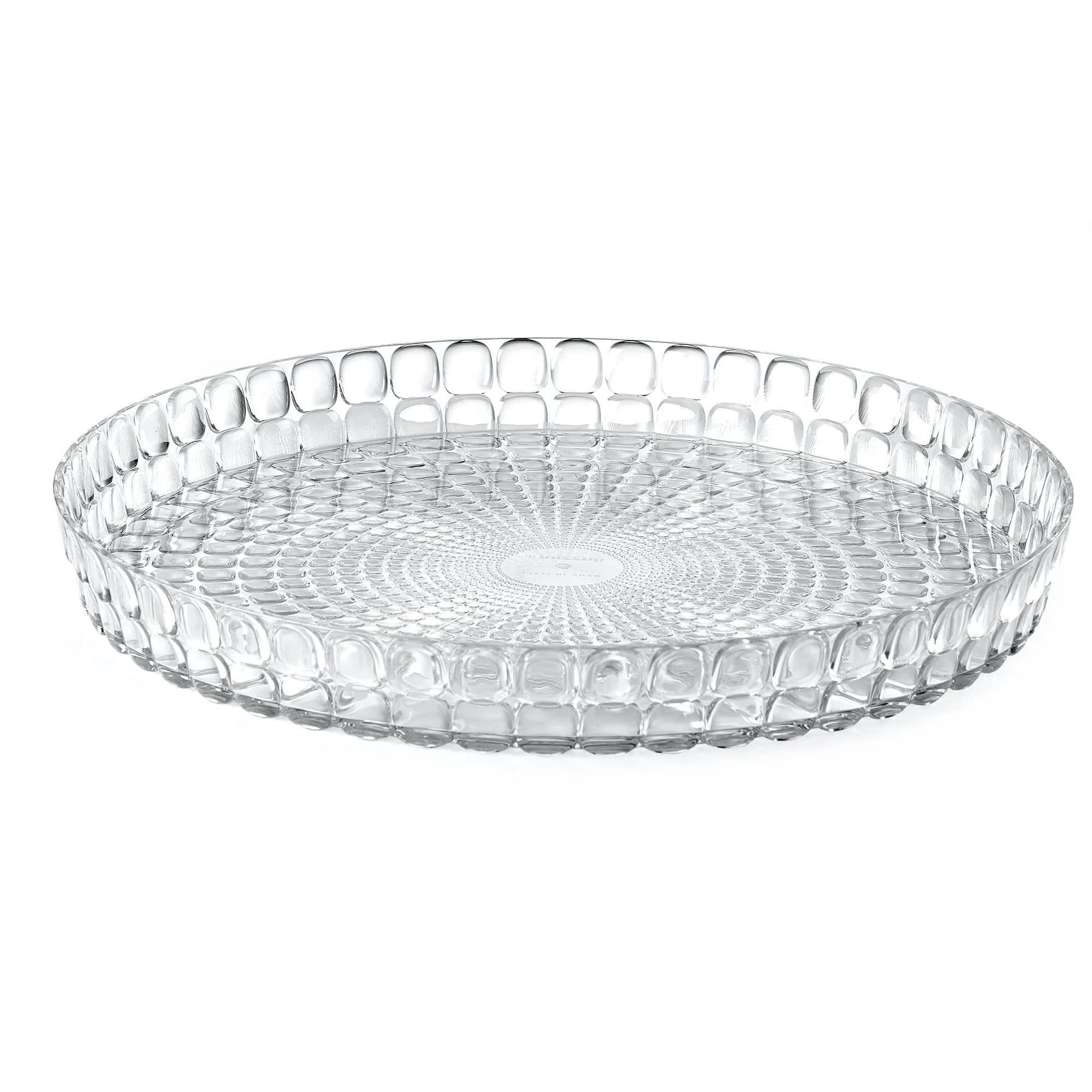 TIFFANY - Plateau rond avec rebord en acrylique transparent 36 cm
