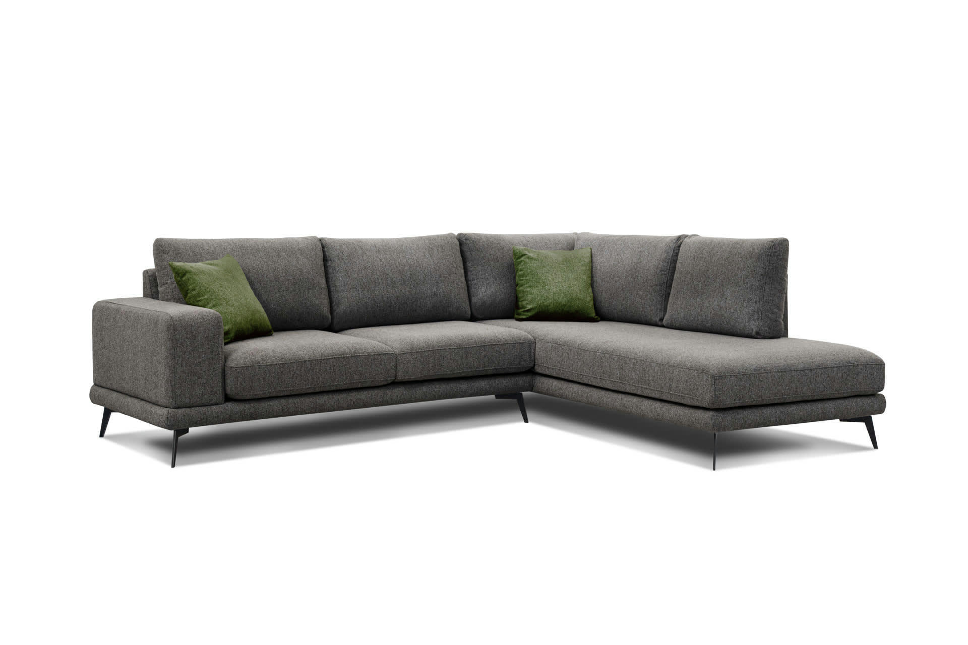 MEDIOLANE - Canapé d'angle droit 5 places tissu marron