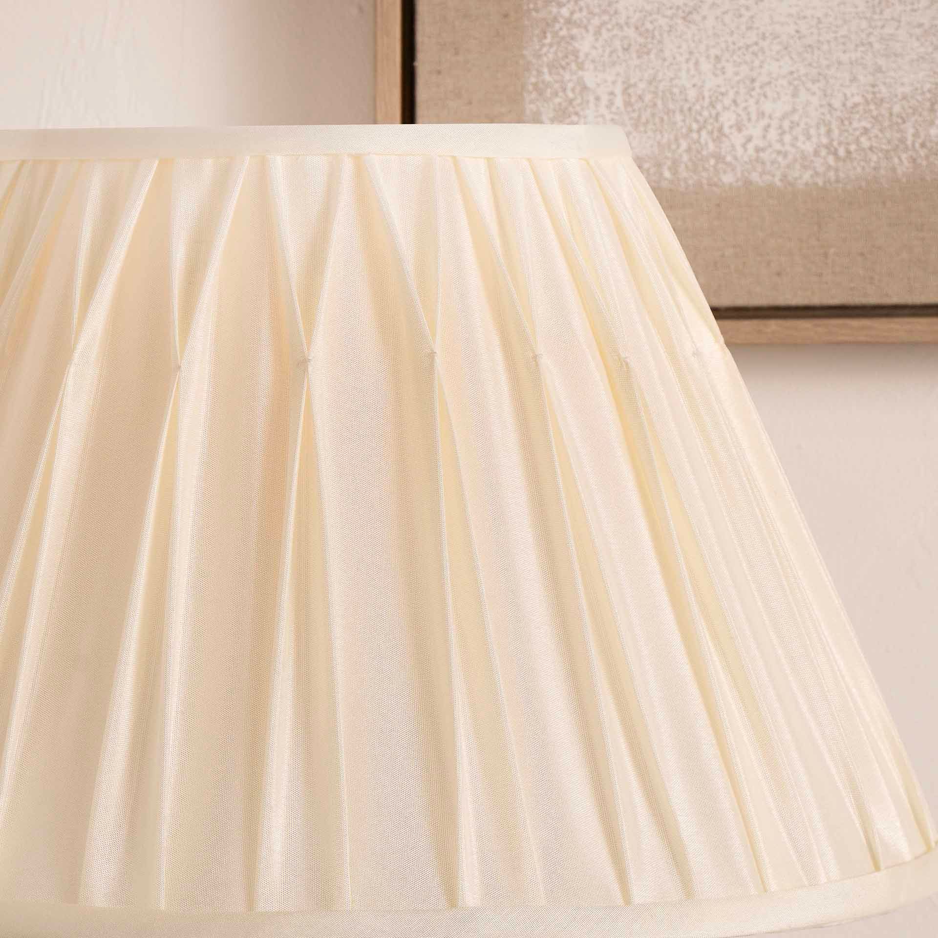 Ruma Ivory Poly Silk Pleated Lampshade for Table Lamps and Floor Lamps