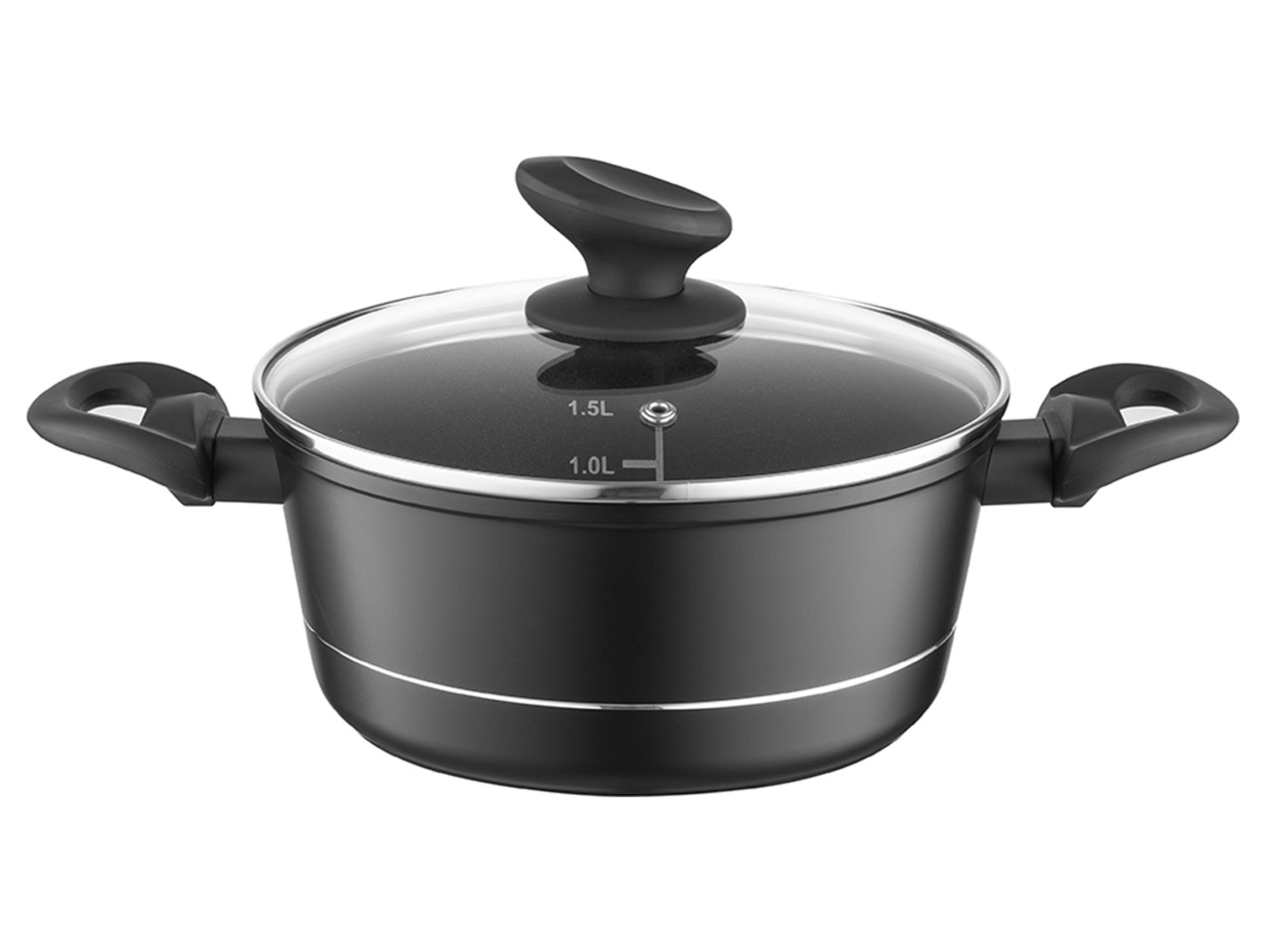 Garnek aluminiowy z pokrywką Delux 1,5 l czarny
