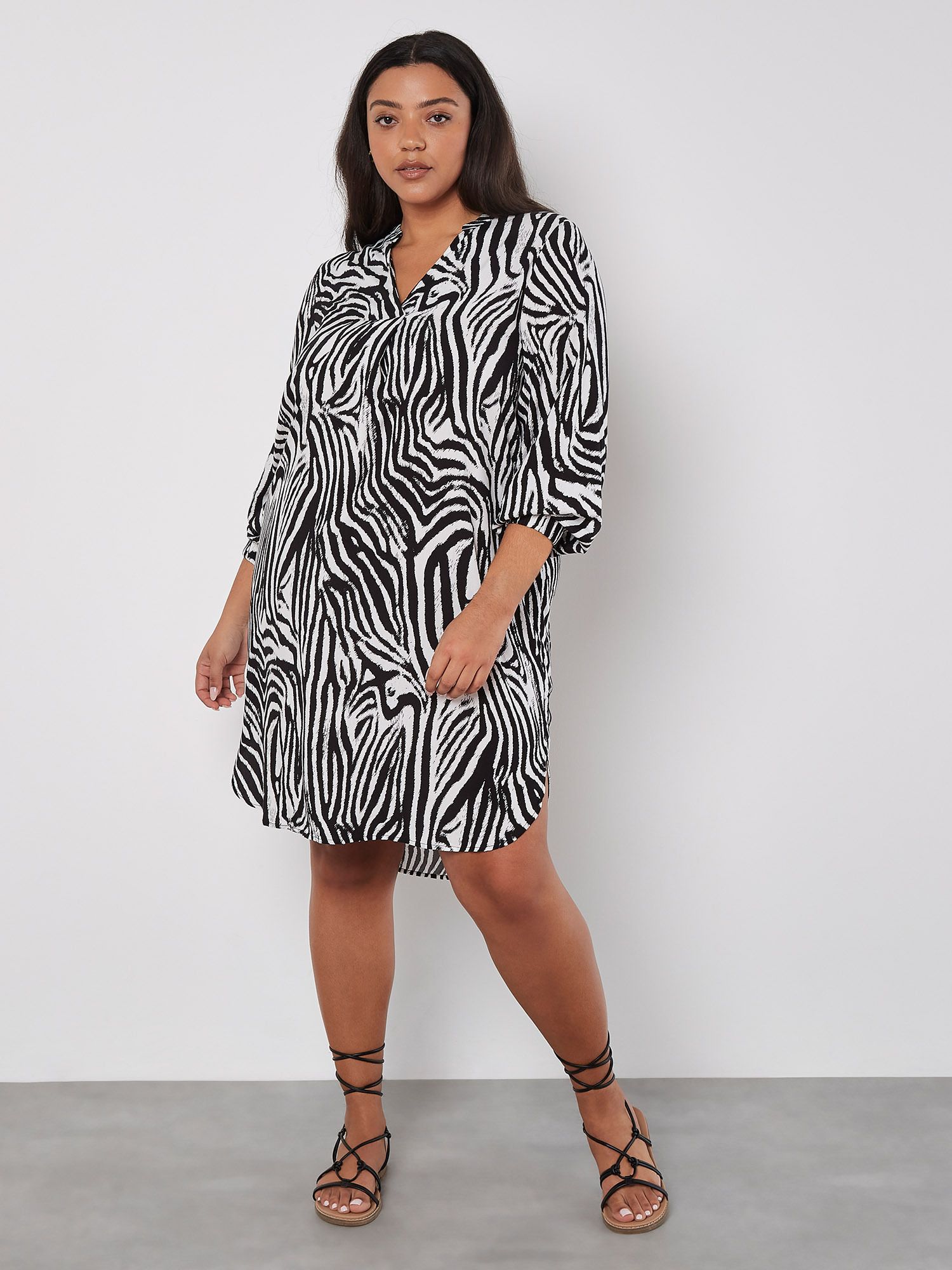 Apricot Curve Zebra Print Mini Dress