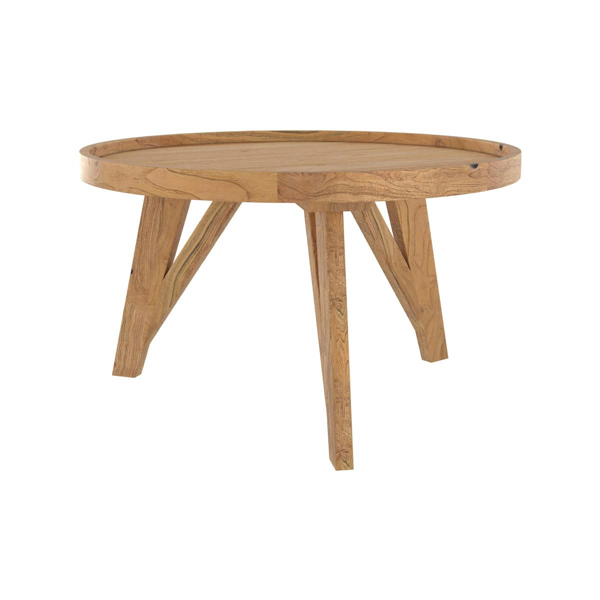 SURI - Table basse ronde en bois de teck recyclé D70 cm