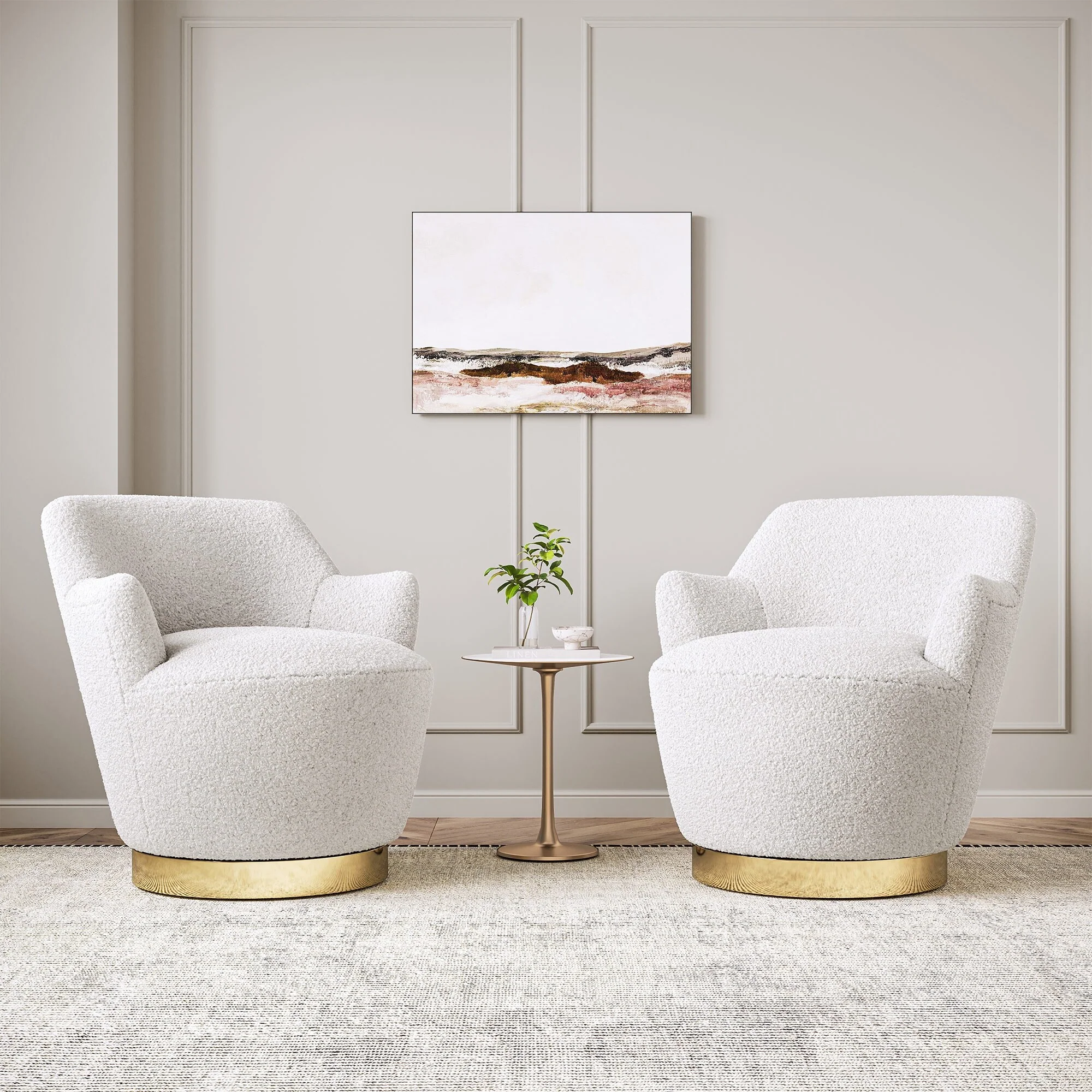 BELLEZE Masa 360 Degree Swivel Barrel Chair, Round Velvet Accent Chair