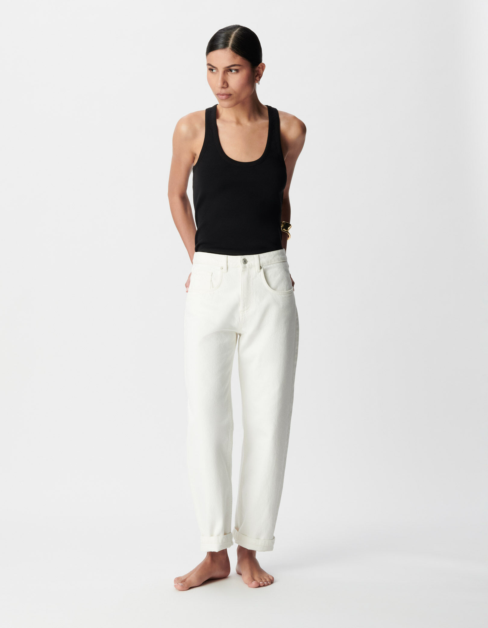 Jean droit blanc 7/8e Anders Femme