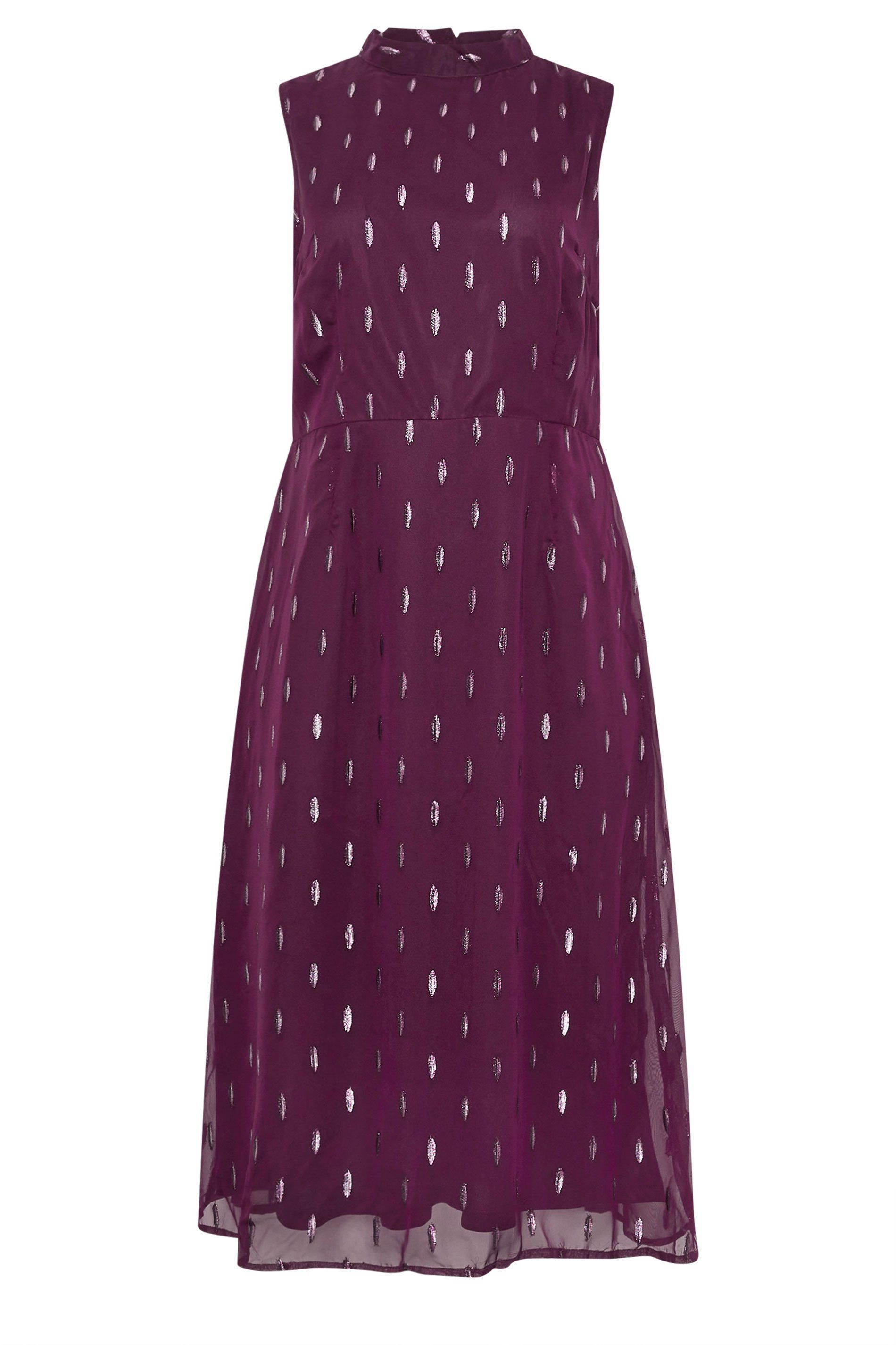 M&Co Metallic Detail High Neck Midi Dress