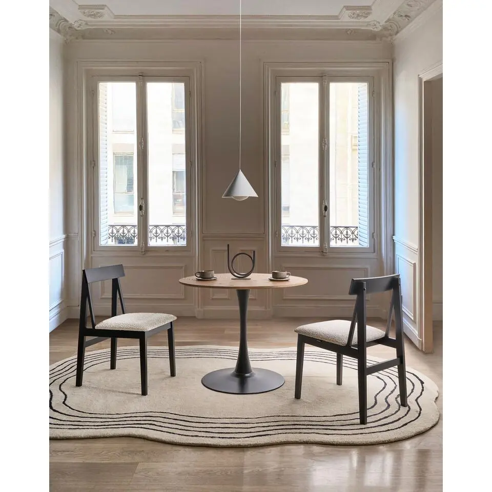 ISLE - Eetkamerstoel set van 2 - Zwart/Beige - Rubberhout