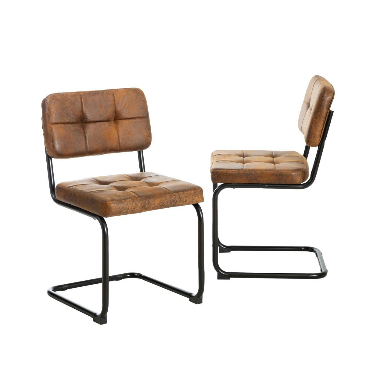 - Lot de 2 chaises en microfibre marron 48 cm