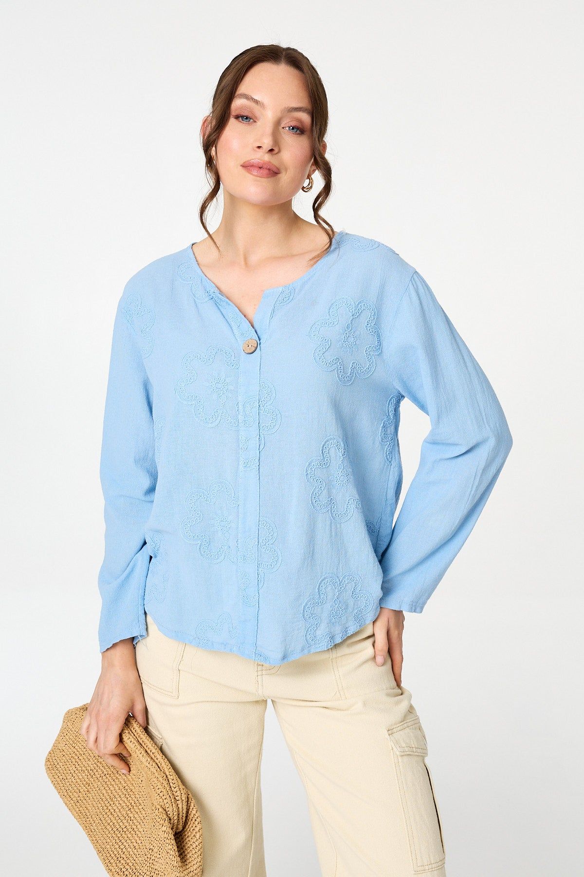Izabel London Floral Embroidered Relaxed Blouse