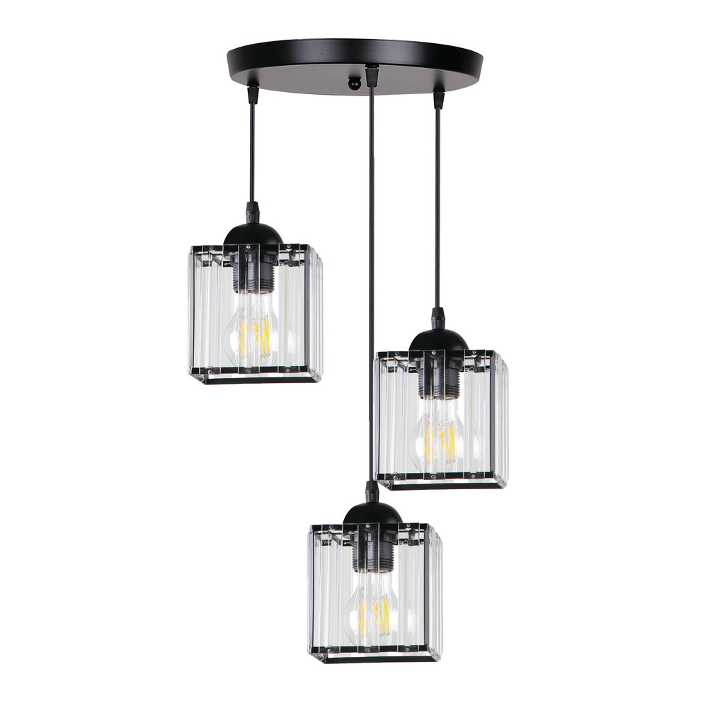 Lampa wisząca Glassia transparentne klosze czarna 3xE27x40W IP20 Candellux