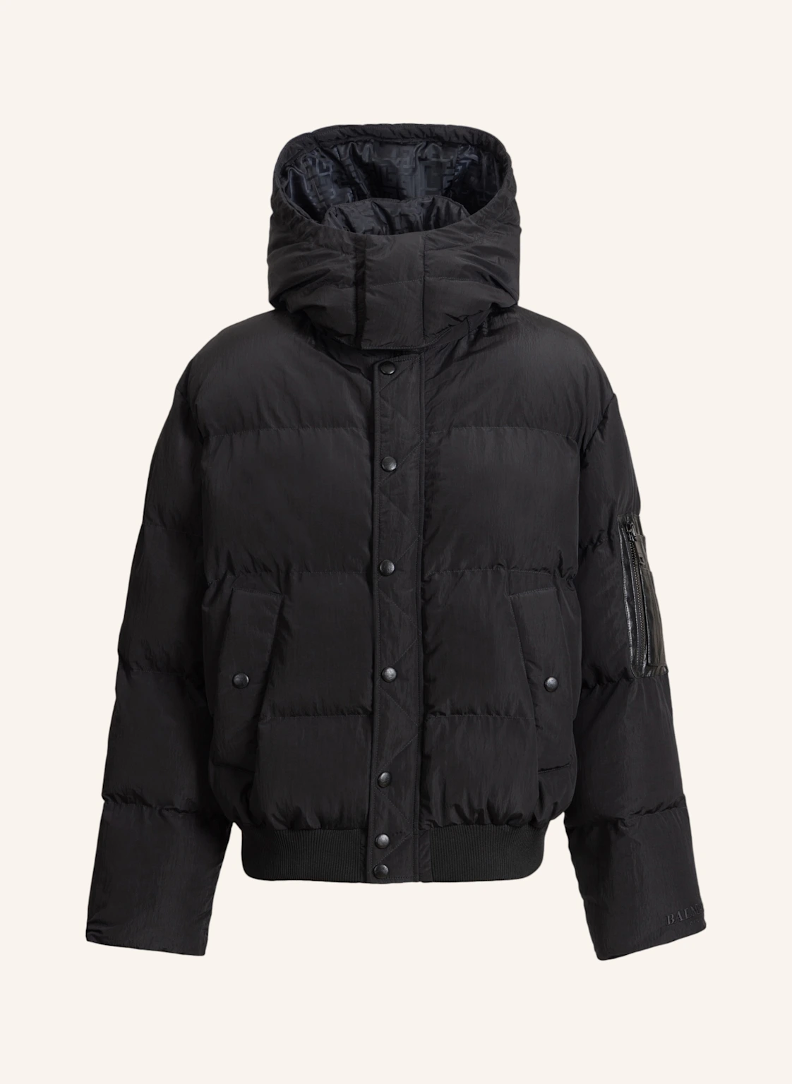 BALMAIN Daunenjacke aus Nylon und Leder