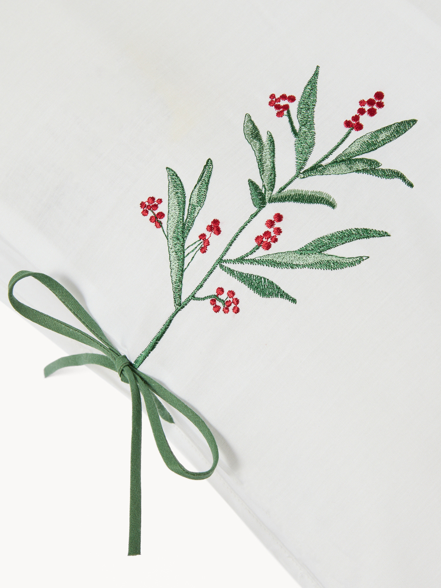 Federa in cotone percalle con ricamo