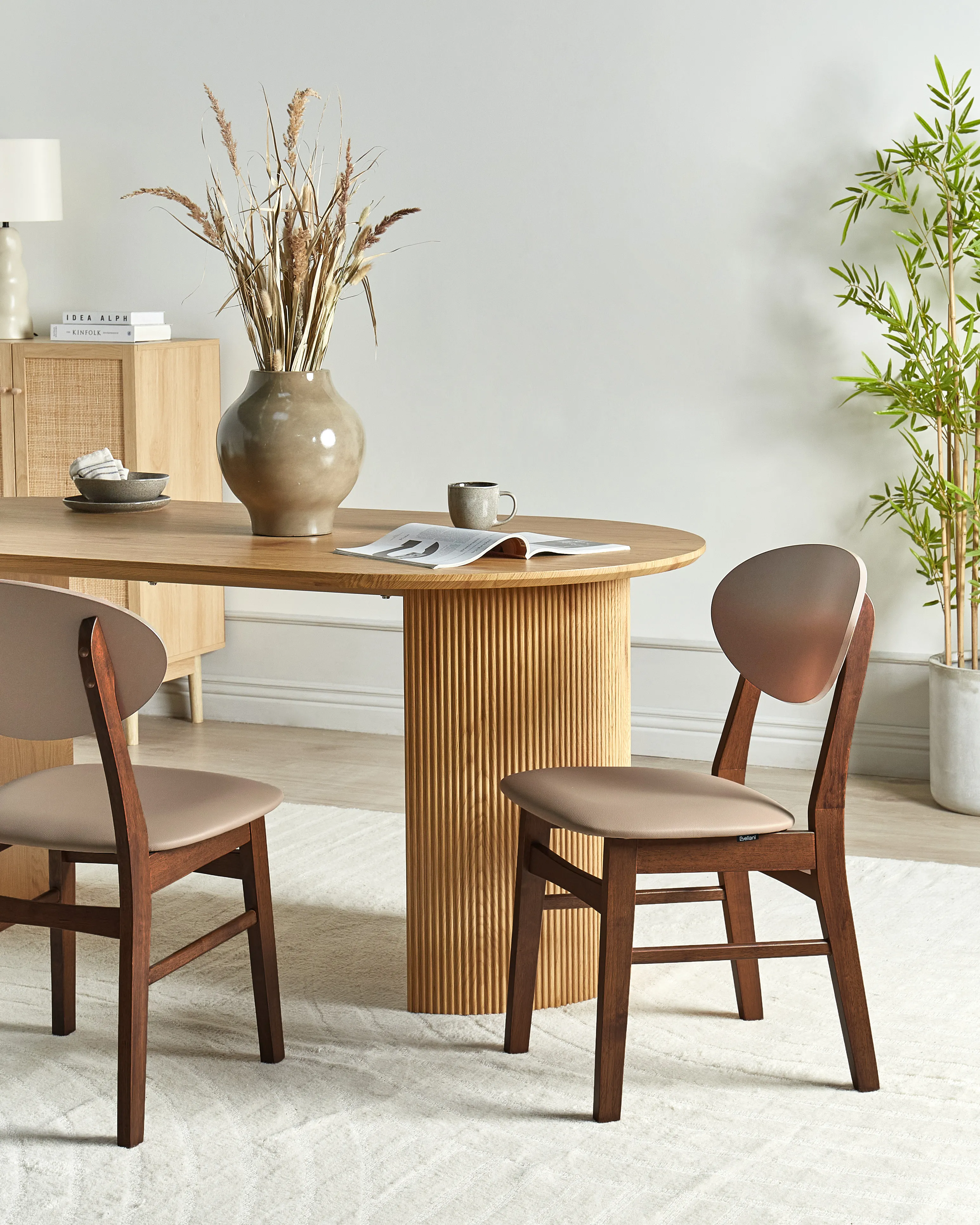 Set of 2 Dining Chairs AMERY Wood Light Brown/ Brown