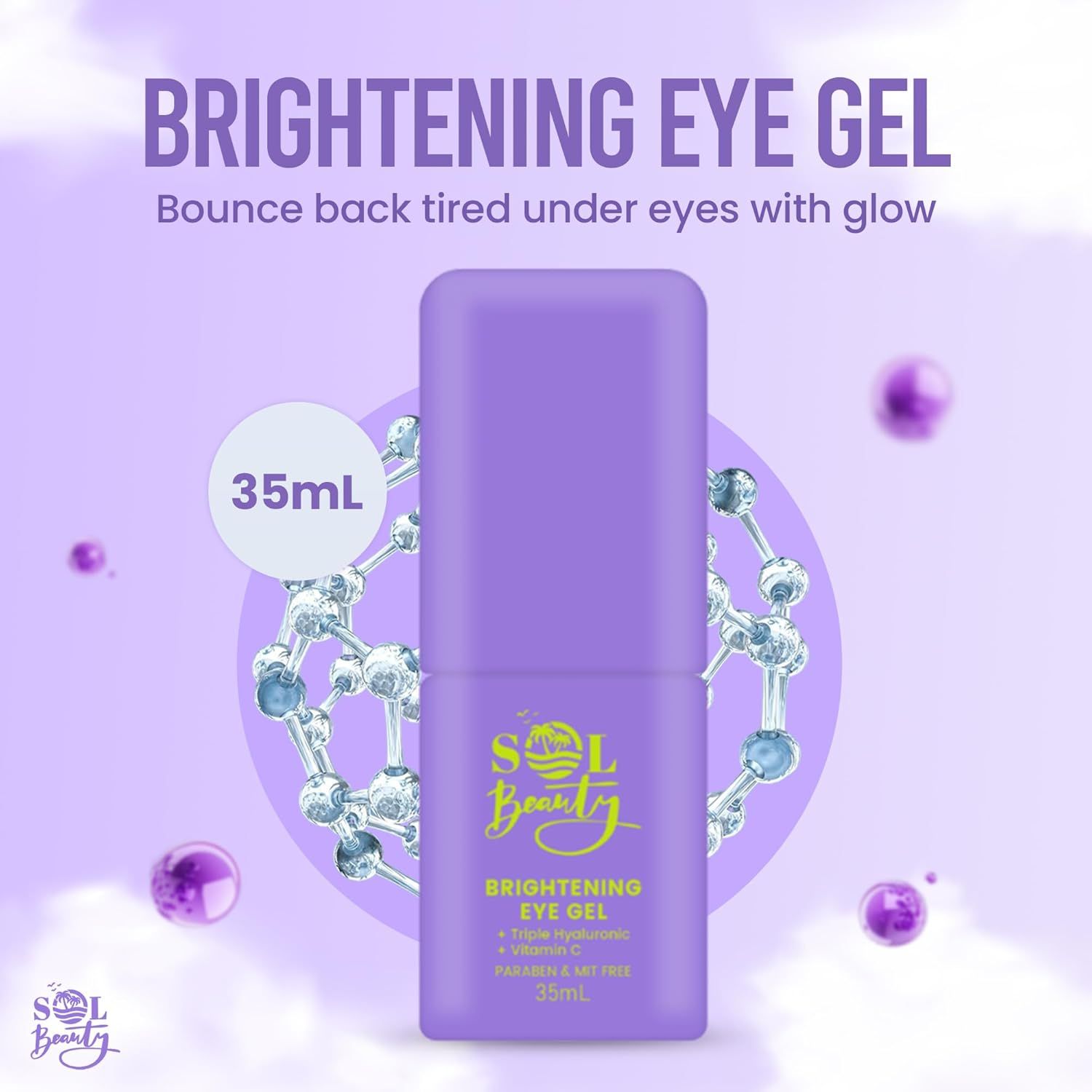 SOL Beauty Brightening Eye Gel Vitamin C Care Treatment Refreshing & Skin 35ml