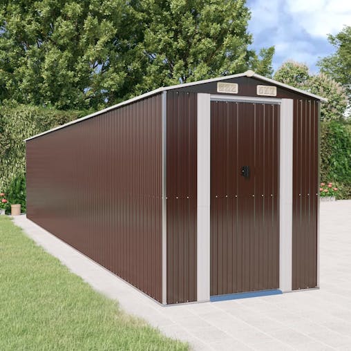 NNEVL Garden Shed Dark Brown 192x938x223 cm Galvanised Steel