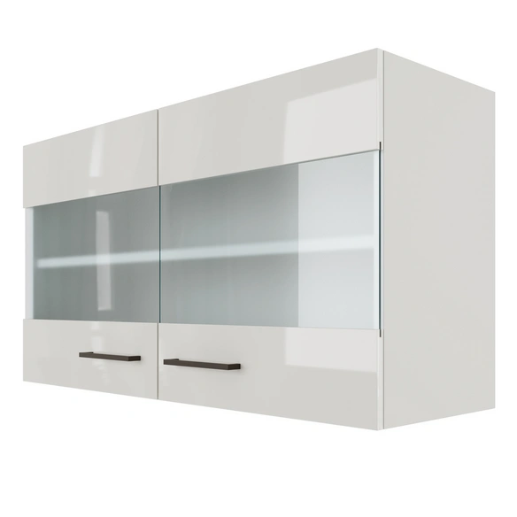 Glas-Hängeschrank, »Lund«, LxBxH: 100x54,8 cm, lichtgrau glänzend