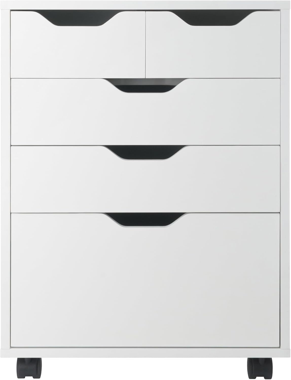 Winsome Halifax Mobile Storage Cabinet with 5 Drawers in White, Stylish & Functional Home Storage Cabinet for Filing, Kitchen Organization, Moveable Furniture for Office, Dorms, Apartments