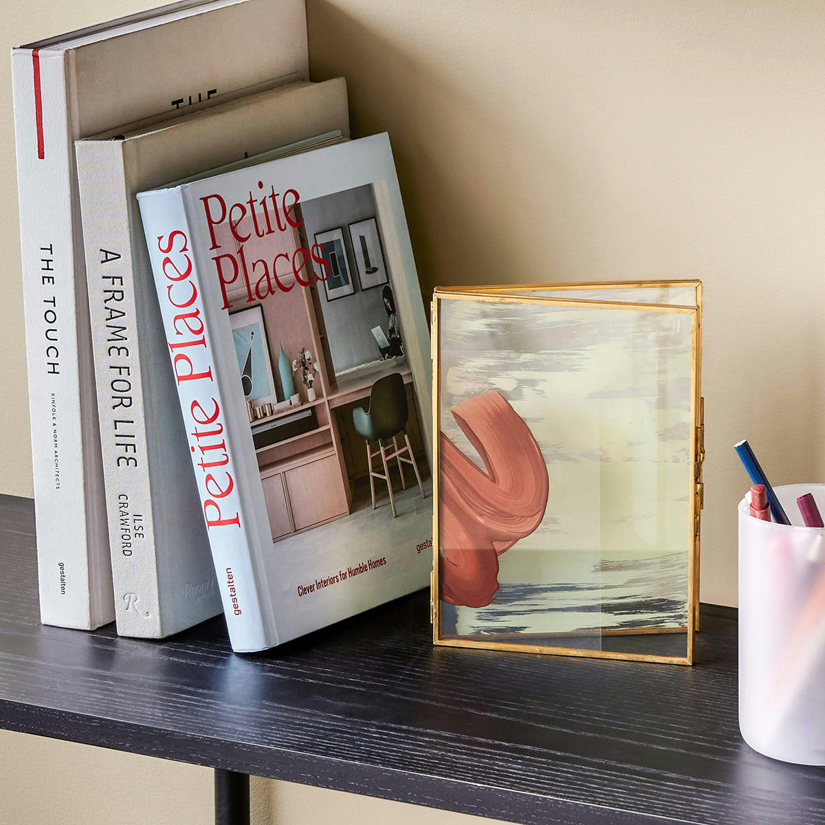 LAITON - Cadre photo à poser double en laiton doré 21x15cm