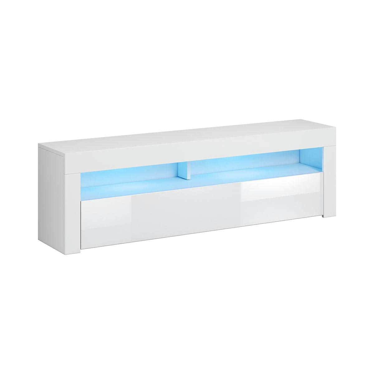 - Meuble tv 1 porte 140 cm avec led blanc