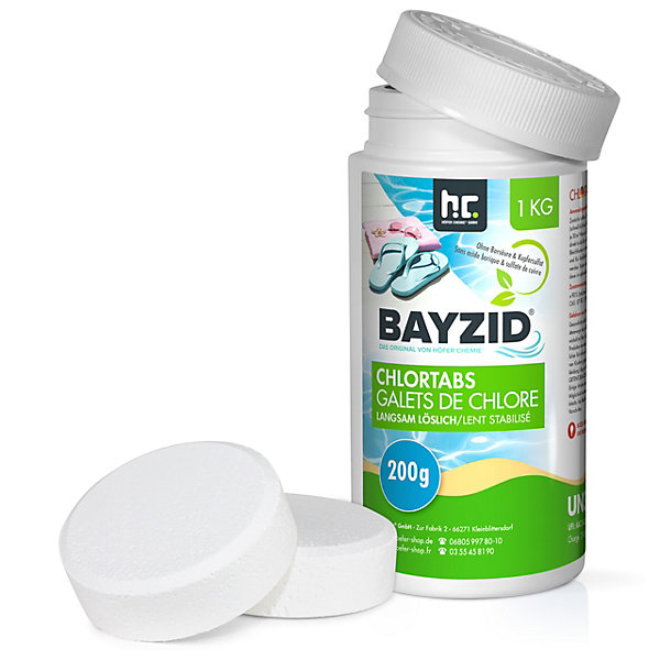Galets De Chlore Lent Bayzid 200g, Bouteille De 6 x 1 Kg Pour Piscines &Bassins