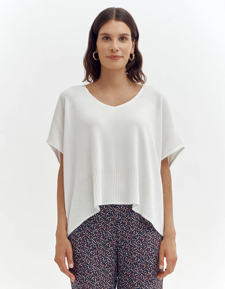 Pull maille kimono en côtes placées AIMIE-H/87273/003