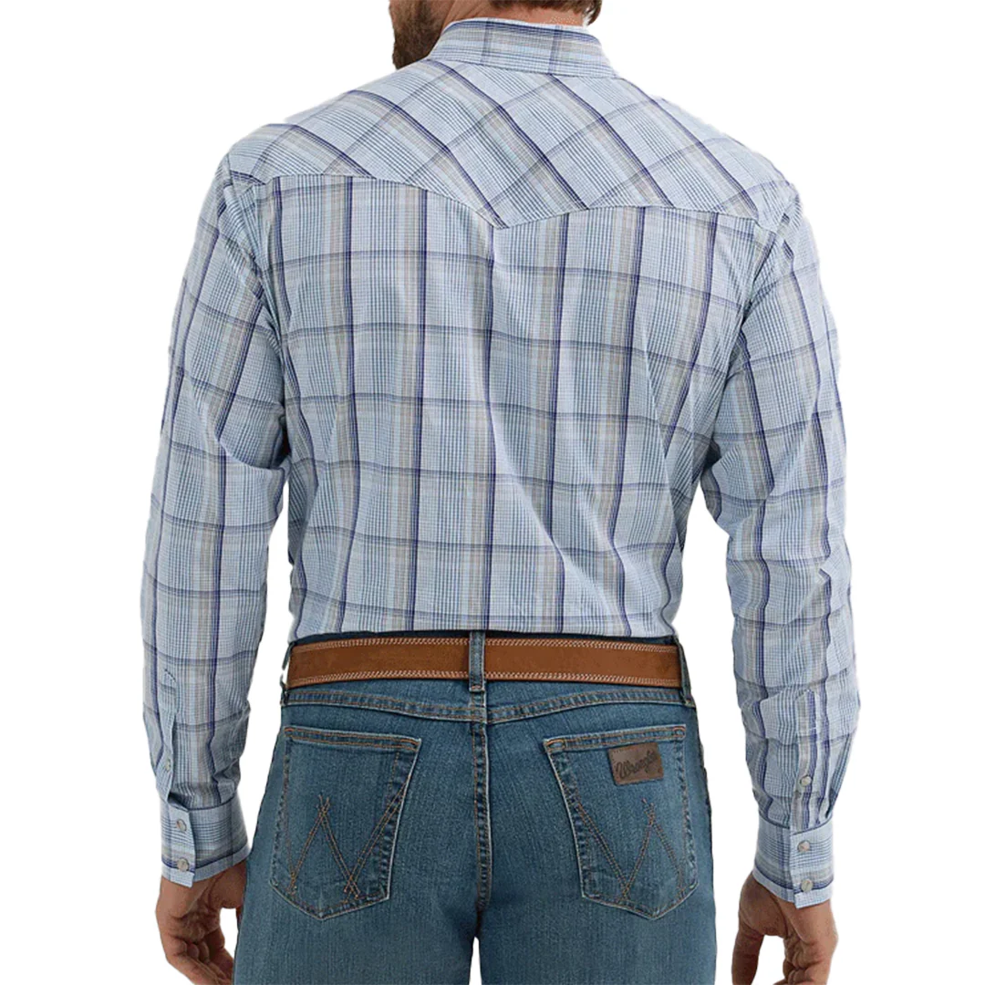 Мужская рубашка Wrangler 20X Competition Western Plaid с длинными рукавами и застежкой на кнопки.