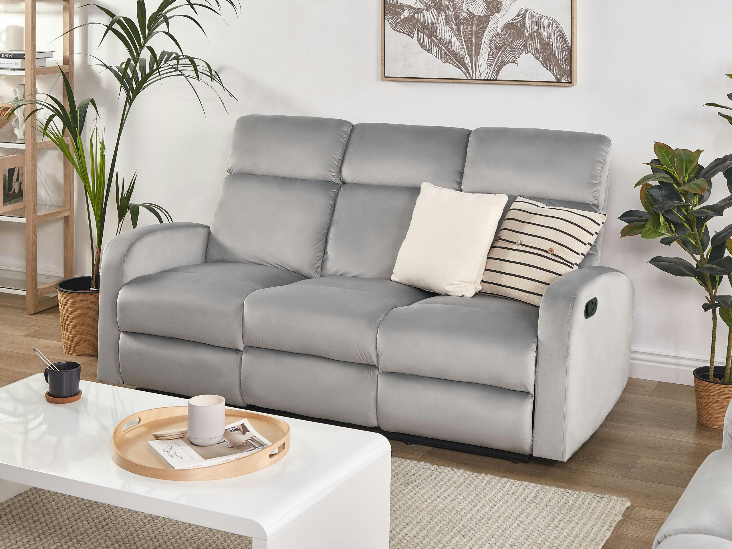 VERDAL - Canapé 3 places 3 personnes en velours gris