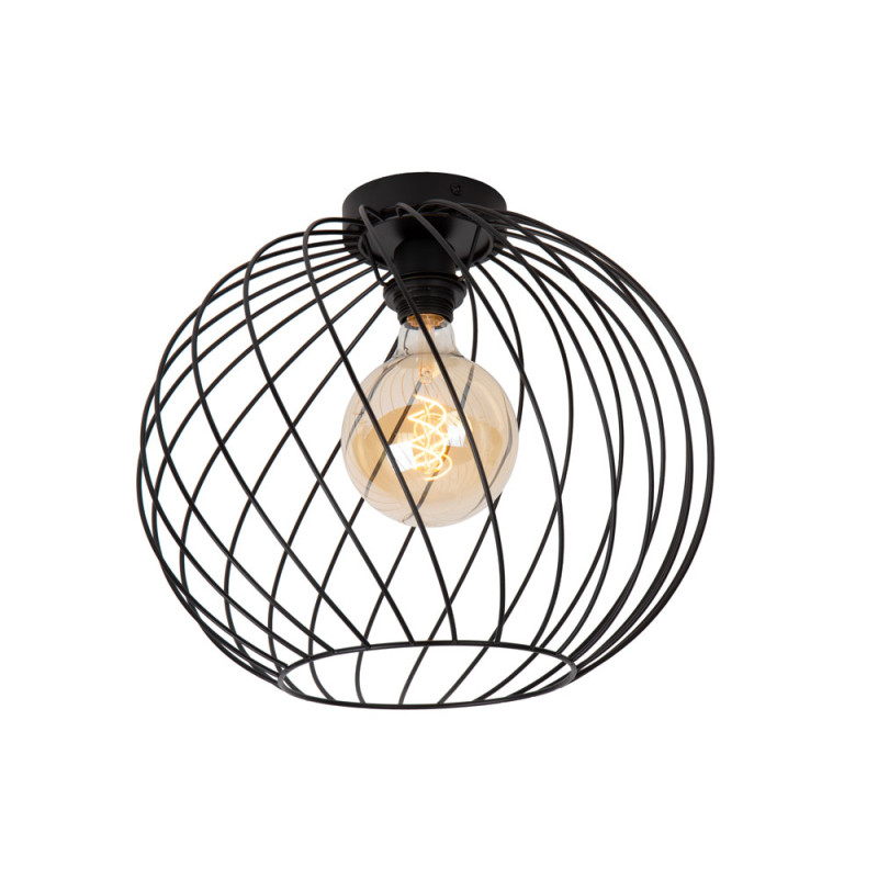 Plafonnier Danza noir Ø 40 cm E27 40 W LUCIDE