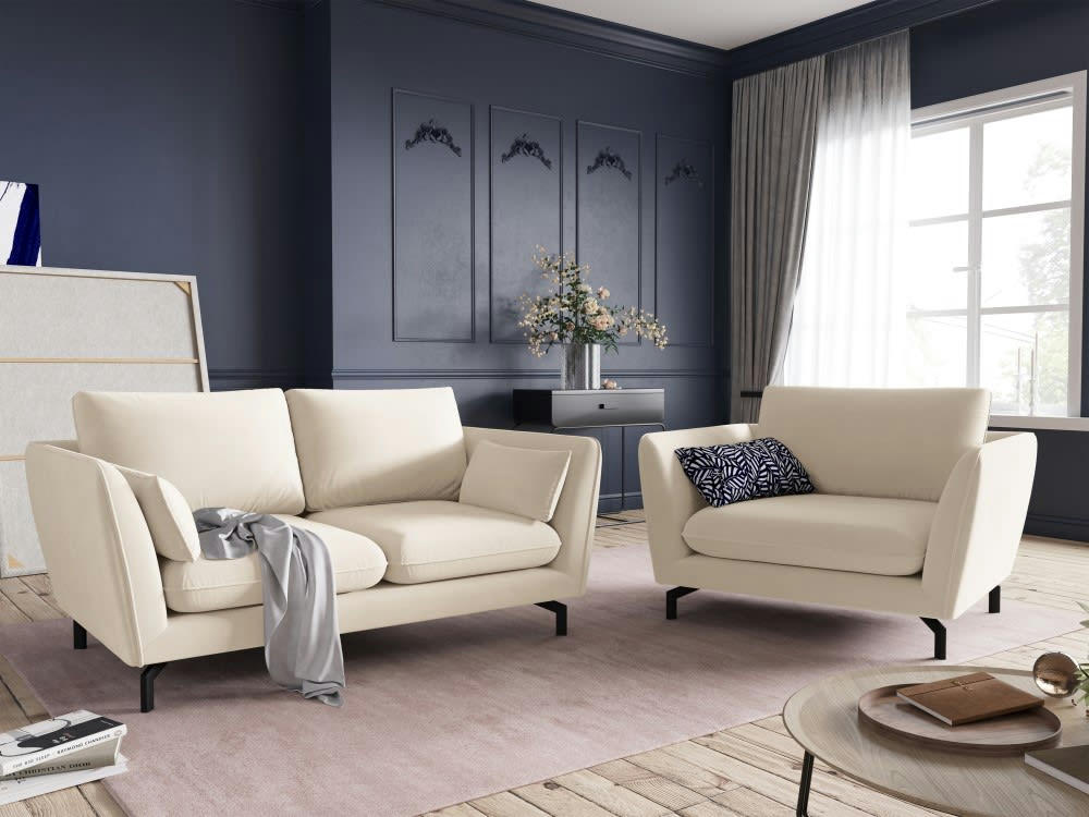 PODIUM - Canapé 2 places en velours beige