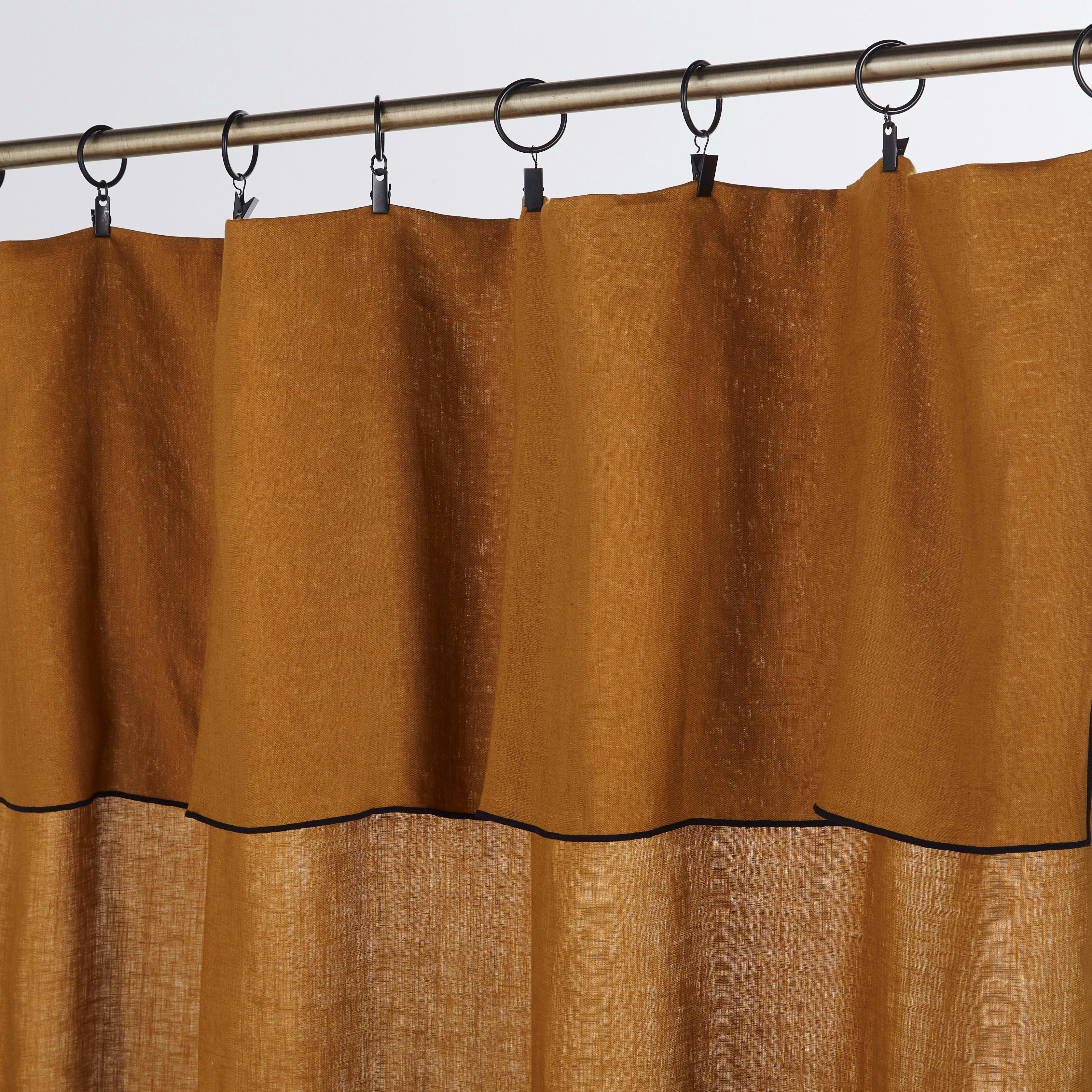 - Rideau à œillets à pinces en lin lavé coloris bronze à l'unité 130x300