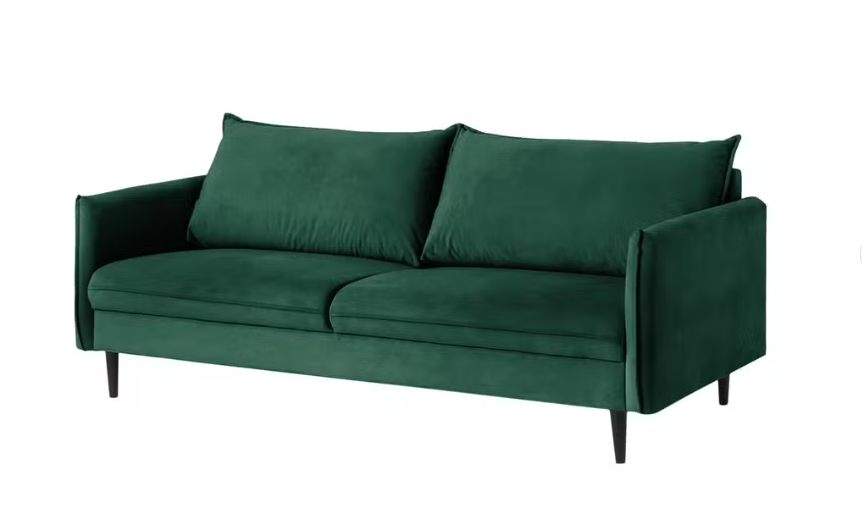 Ropez Juli sofa 3 osobowa wysokie nogi tkanina welur zielony