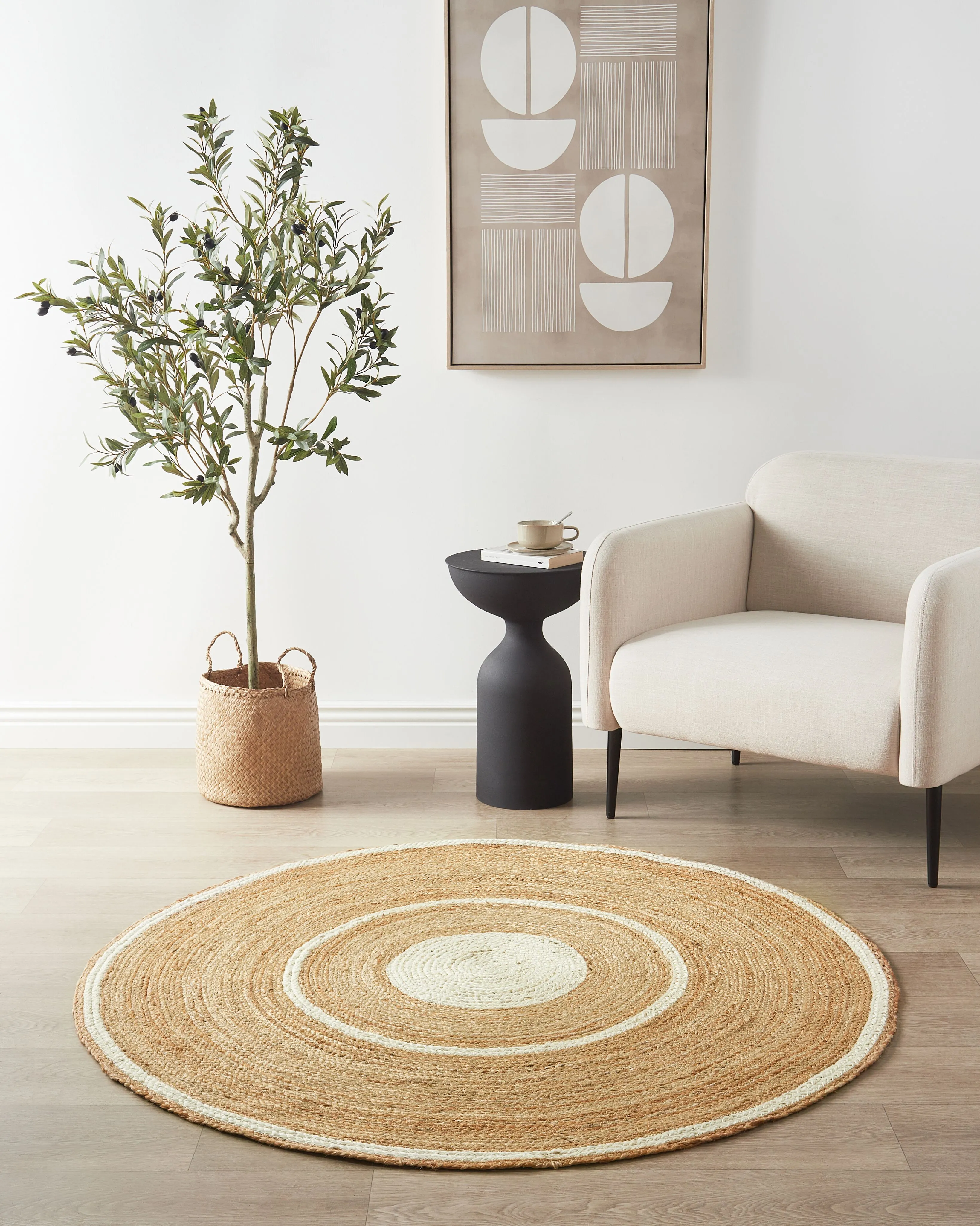 Rug HALFELI Beige ? 140 cm Jute
