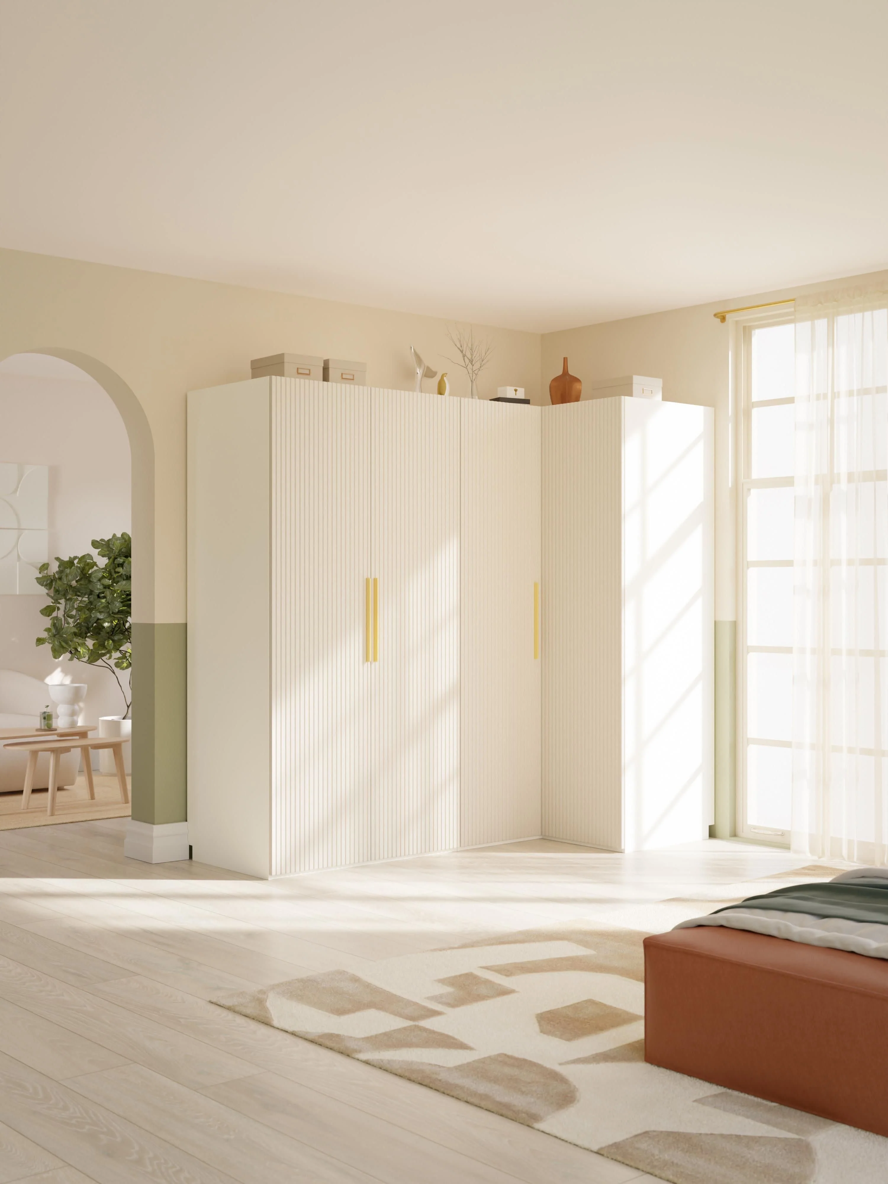 Modularer Eck-Kleiderschrank Simone, 215 cm Breite, in verschiedenen Größen