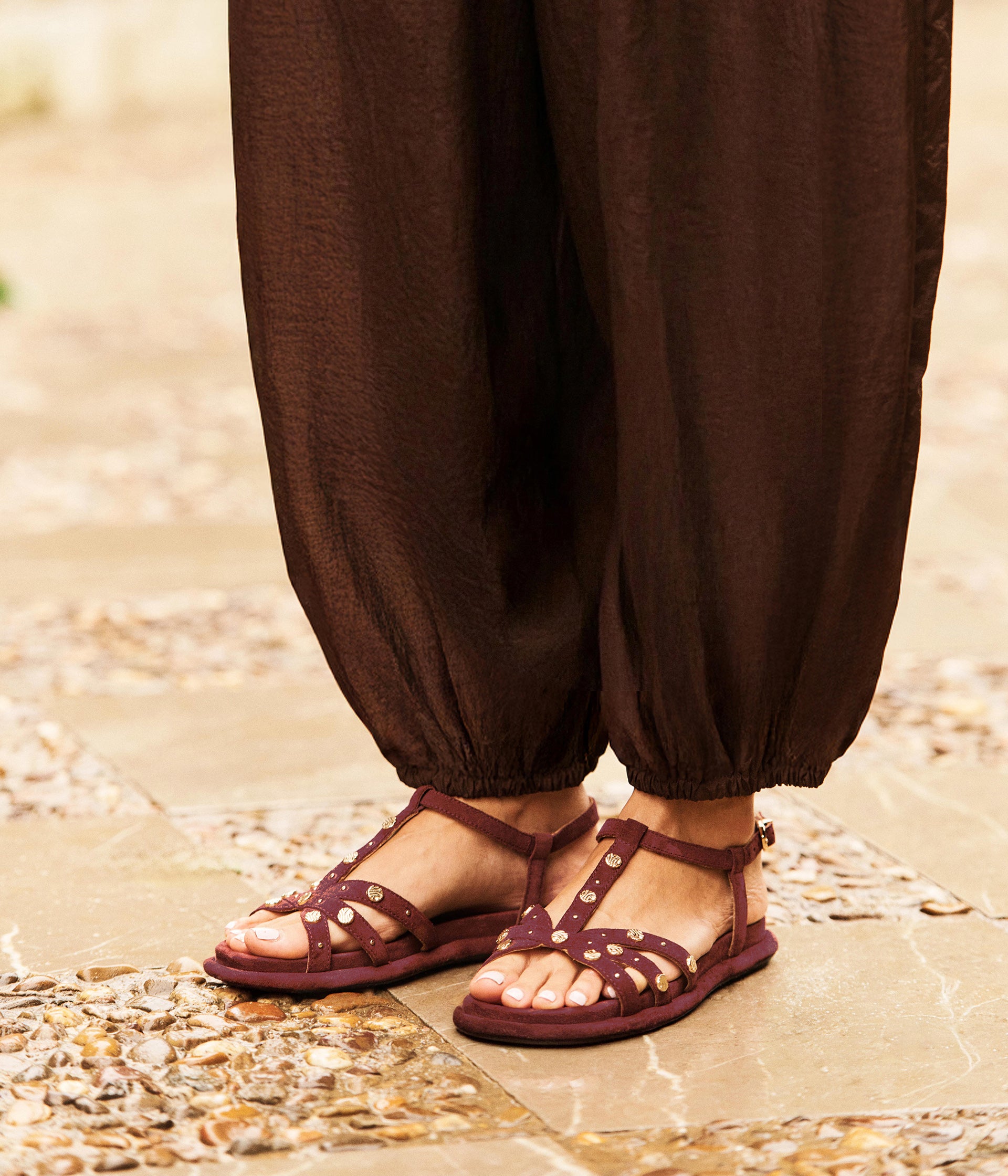 Sandales velours prune Seville