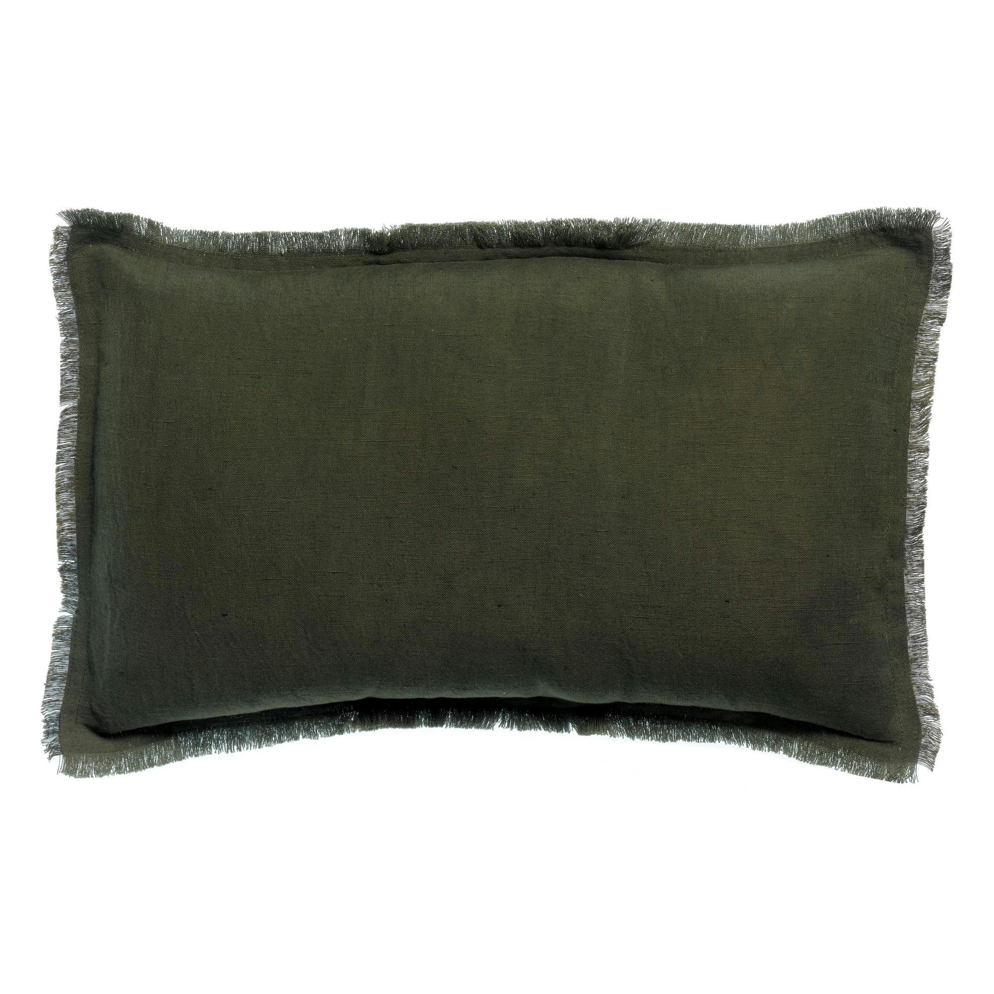 LALY - Coussin uni  en lin olive 30 x 50