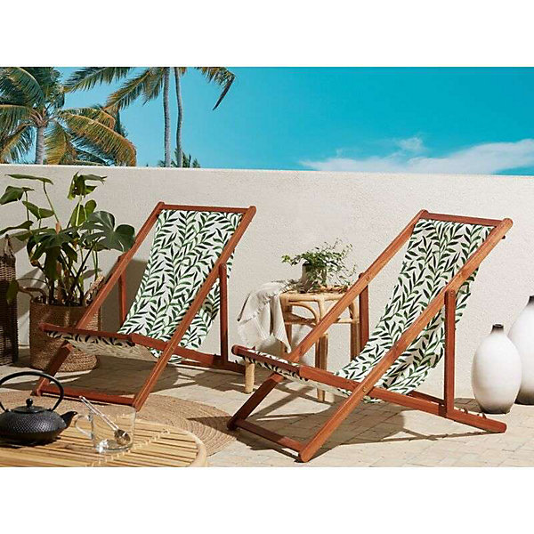 Lot de 2 transat BELIANI L. 113 cm en plastique vert non pliable