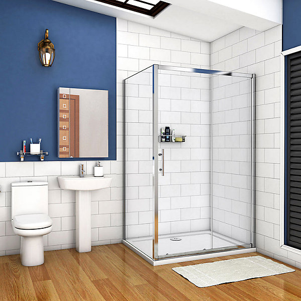Cabine de douche coulissante - 120 x 90 x 190 cm - 5 mm Verre sécurit transparent - Aluminium chromé