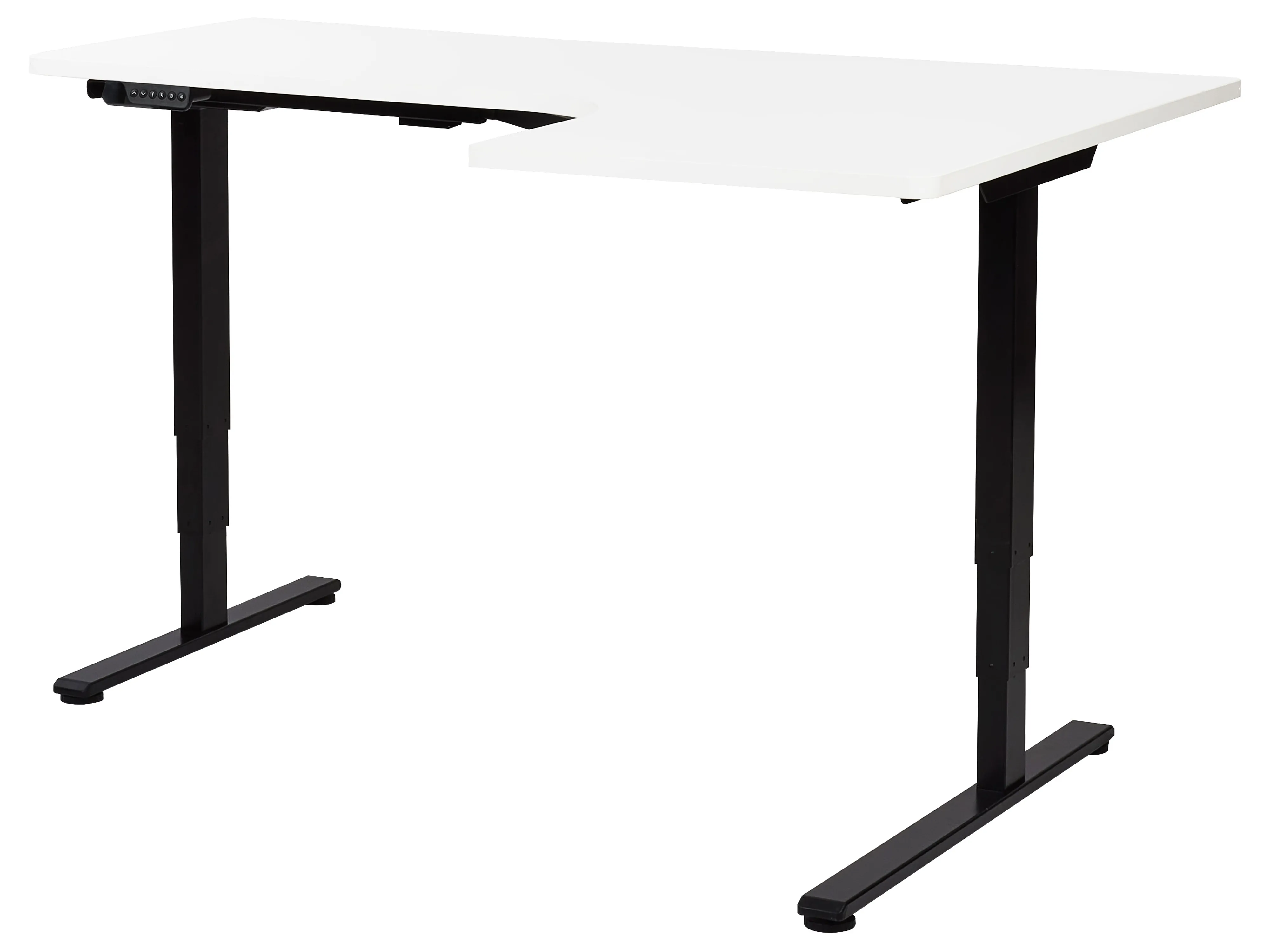 Electric Adjustable Corner Desk DESTINES White/ Black 160 cm 109 cm Left Hand