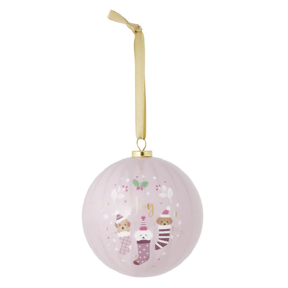 Boule de No&euml;l assortie rose et doré Ø8cm - 3 modèles