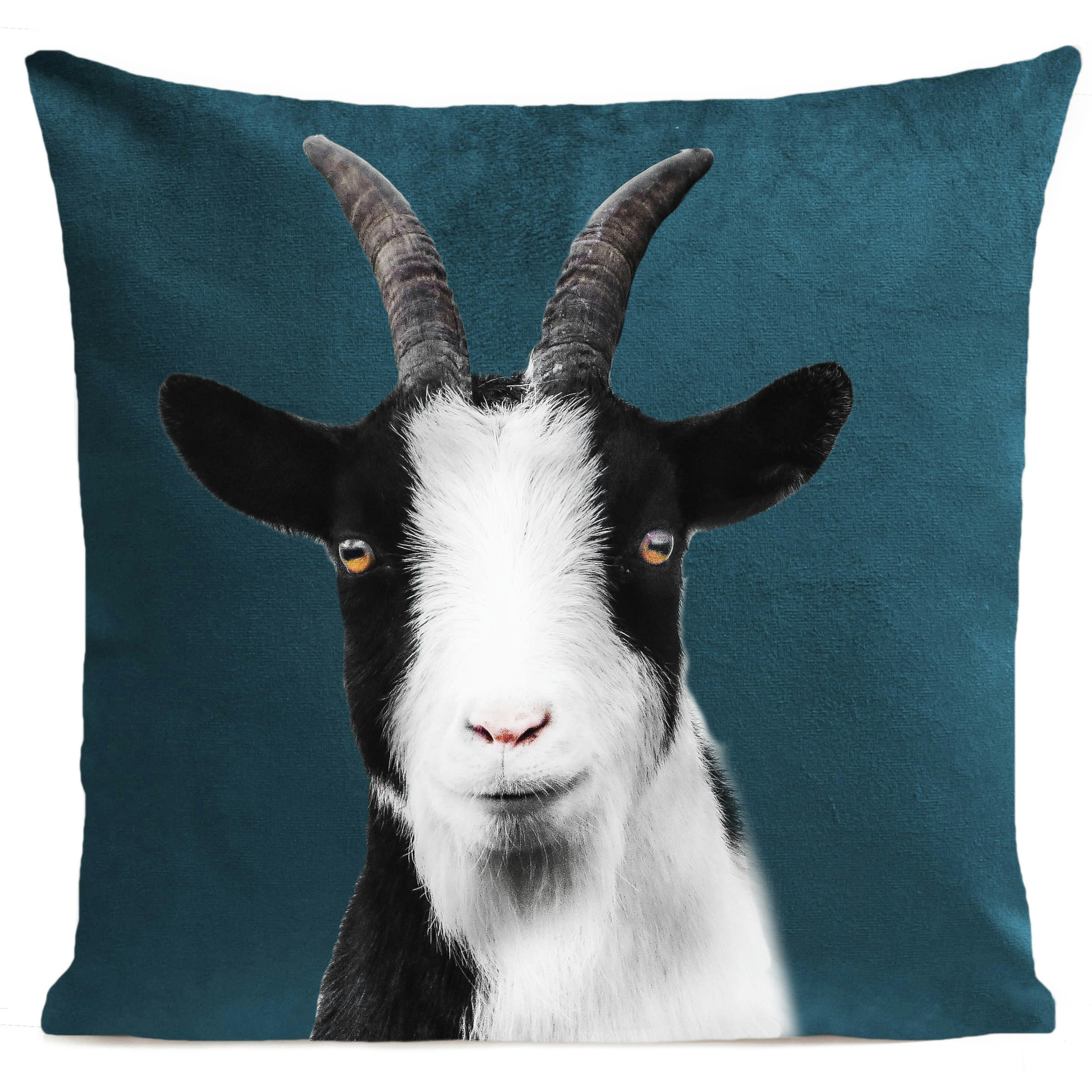 - Coussin animal chèvre suédine vert 40x40cm