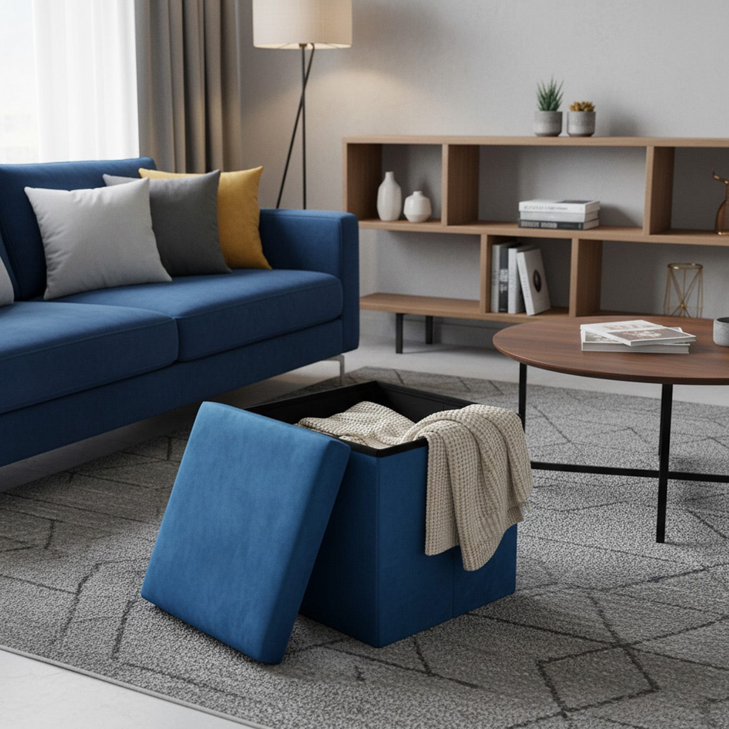Pouf contenitore 40x40x40 cm blu