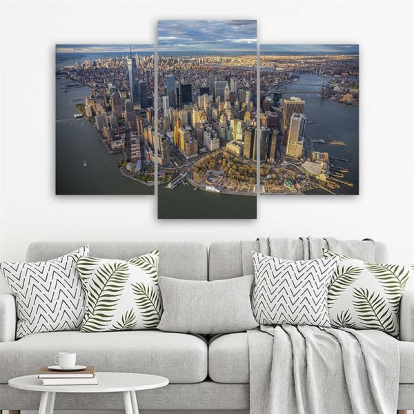 Feeby Obraz tryptyk na płótnie Manhattan z lotu ptaka 60x40