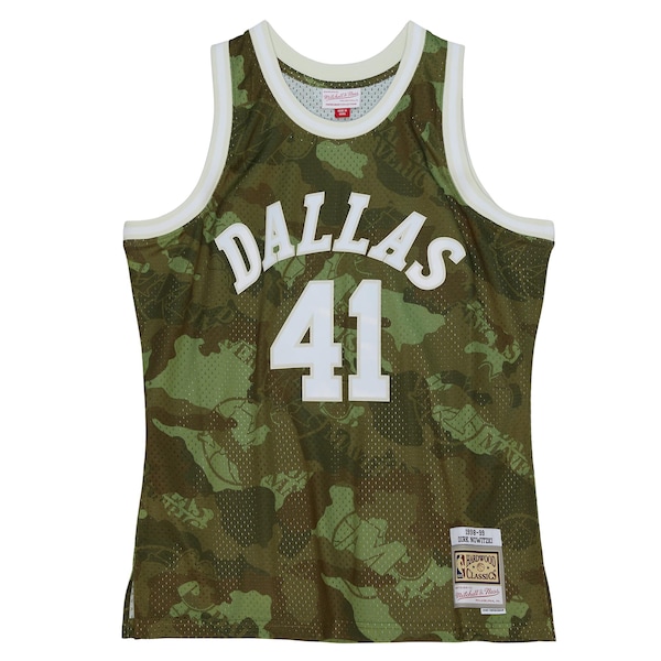 Dirk Nowitzki Dallas Mavericks Hardwood Classics 1998/99 Ghost Green Swingman Jersey - Camo