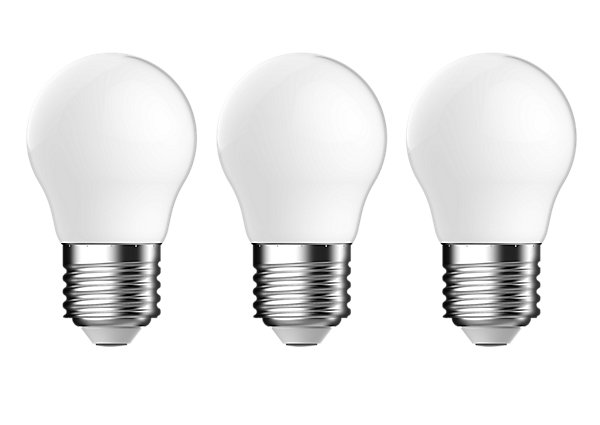 Lot 3 ampoules LED à filament mini globe E27 470lm 3.4W = 40W Ø4.5cm IPX4 Diall blanc chaud