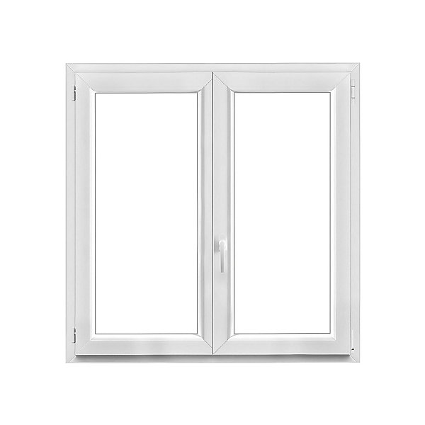 Fenêtre 2 vantaux oscillo-battante, tirant droit double vitrage GoodHome en PVC blanc l.125 x H.125 cm