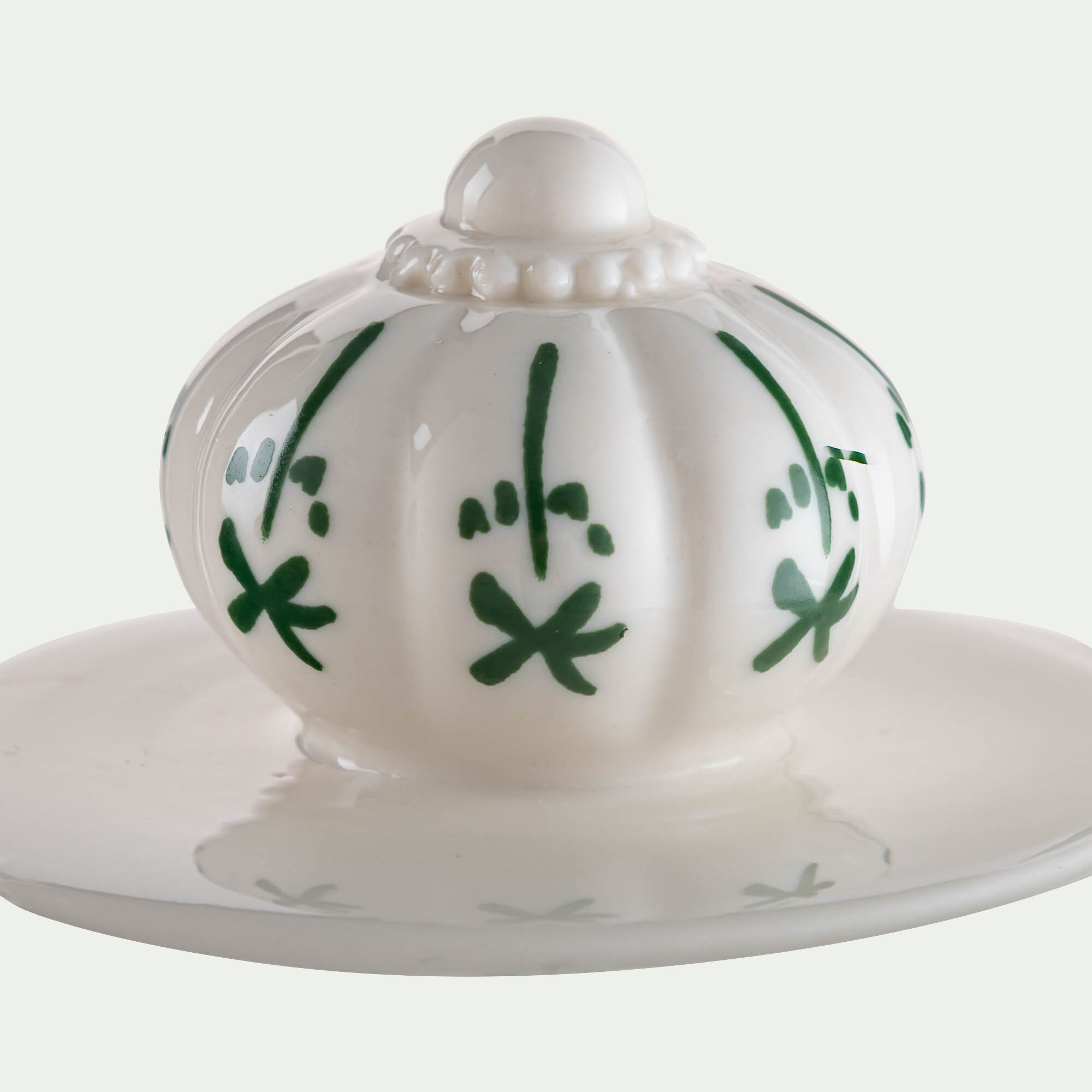 OLMEDO - Boite déco en grès D10xH9,8cm - blanc