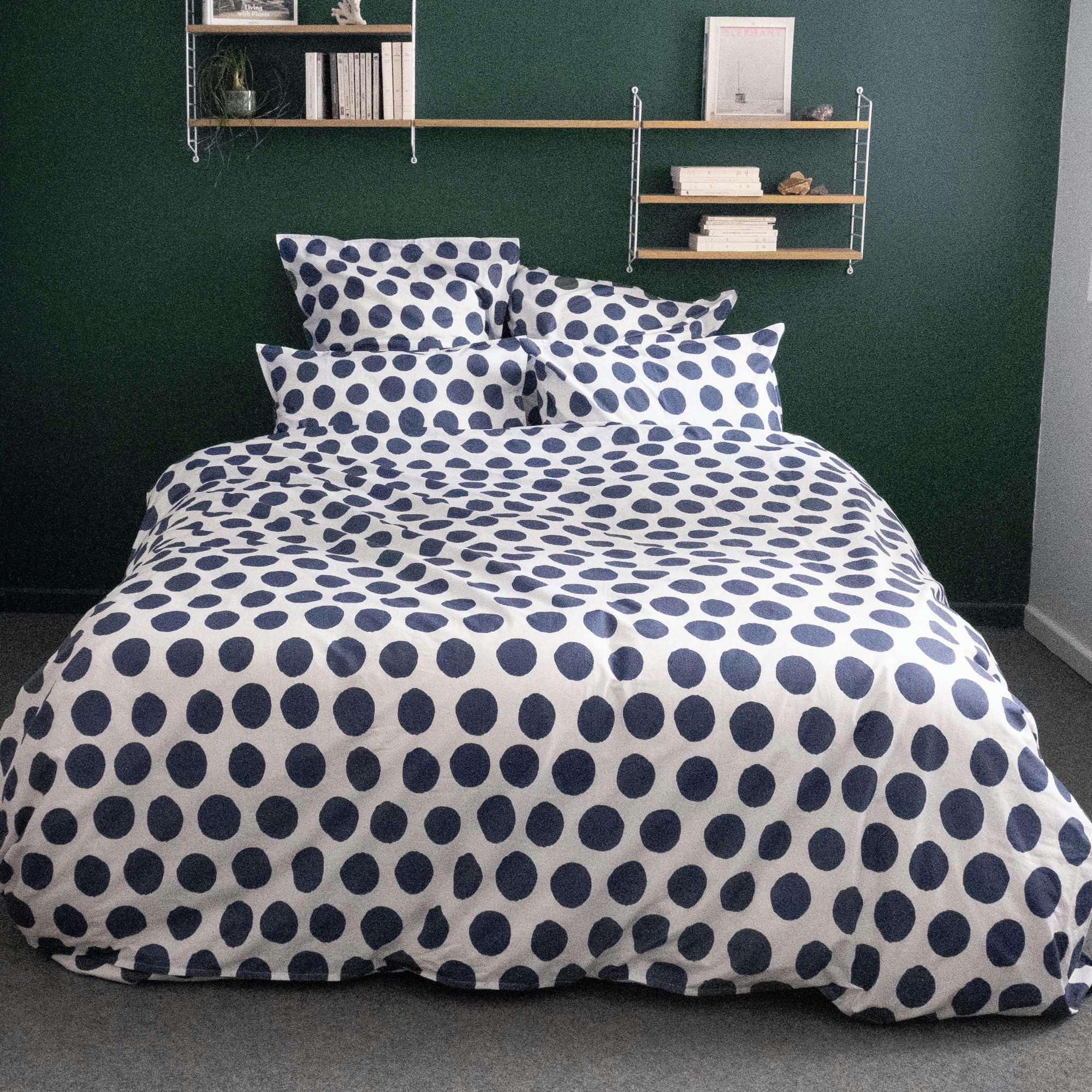 - Housse de couette en percale de coton bio à pois 140x200