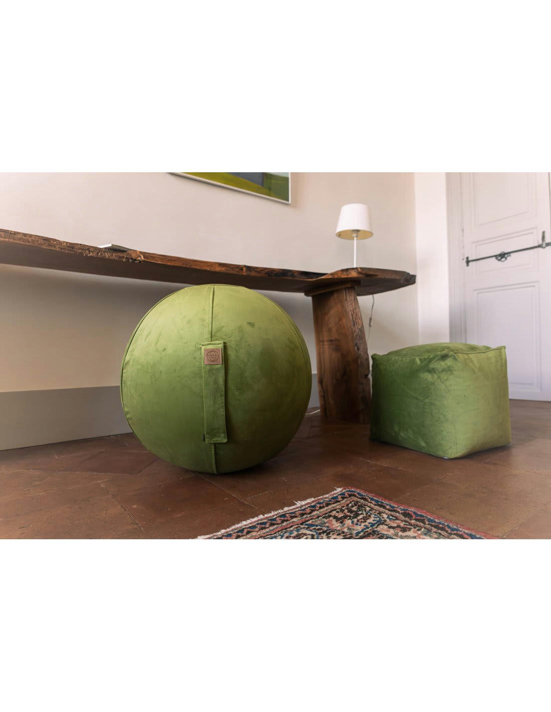 JUMBO VELVET - Repose pieds d'intérieur en velours sauge