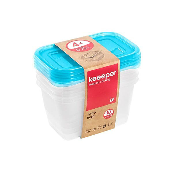 Lot de 4 Boîtes de conservation congélation 750 ml fredo fresh - Bleu